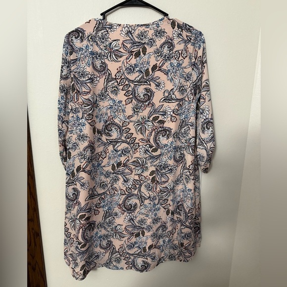 Lush Floral V-Neck Blouse - Pink and Blue - Picture 3 of 4